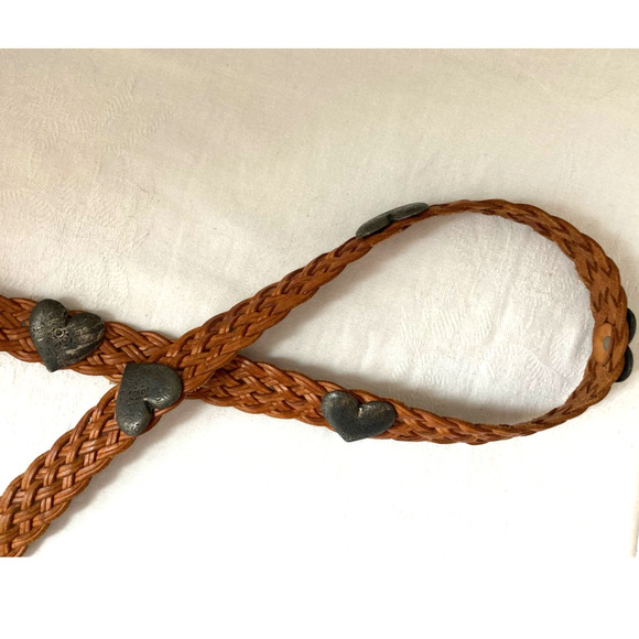 Another Line, Inc. Vintage Leather Braided Belt Adorned with Chrome Hearts - Picture 4 of 4